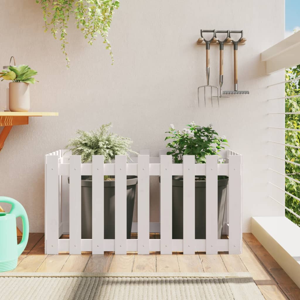 Pat înălțat grădină design gard alb 100x50x50cm lemn pin tratat - Lando
