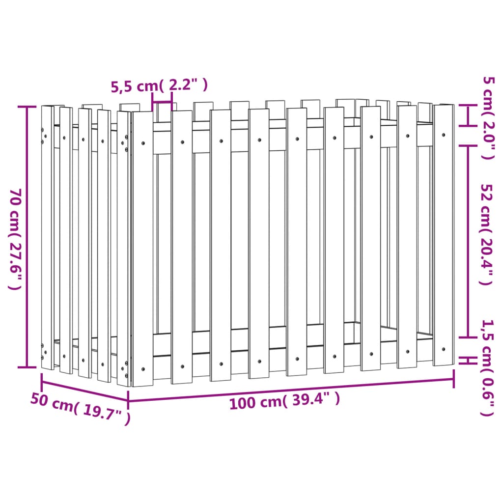 Pat înălțat grădină design gard 100x50x70 cm lemn impregnat pin - Lando