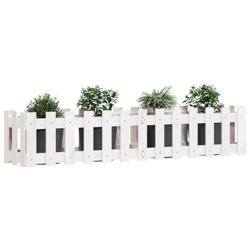 Pat înălțat grădină design gard alb 150x30x30cm lemn pin tratat - Lando