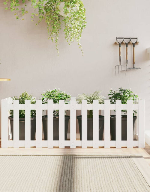 Încărcați imaginea în vizualizatorul Galerie, Pat înălțat grădină design gard alb 150x50x50cm lemn pin tratat - Lando
