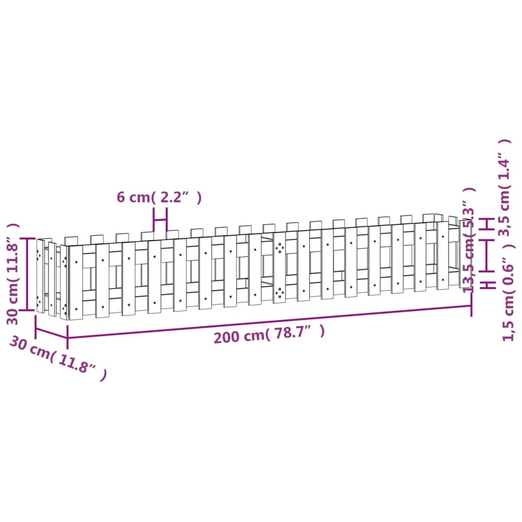 Pat înălțat grădină design gard 200x30x30 cm lemn impregnat pin - Lando