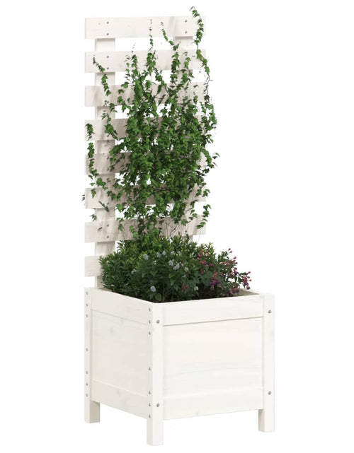 Încărcați imaginea în vizualizatorul Galerie, Jardinieră de grădină cu raft alb 39x39,5x114 cm lemn masiv pin - Lando
