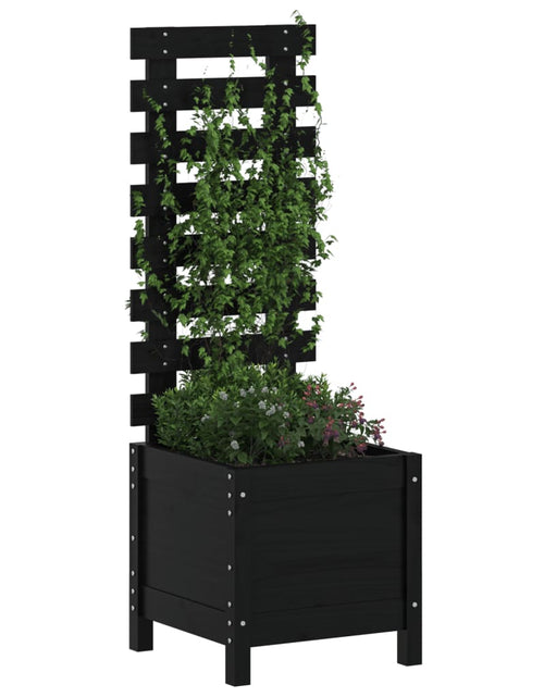 Încărcați imaginea în vizualizatorul Galerie, Jardinieră grădină cu raft negru 39x39,5x114 cm, lemn masiv pin - Lando
