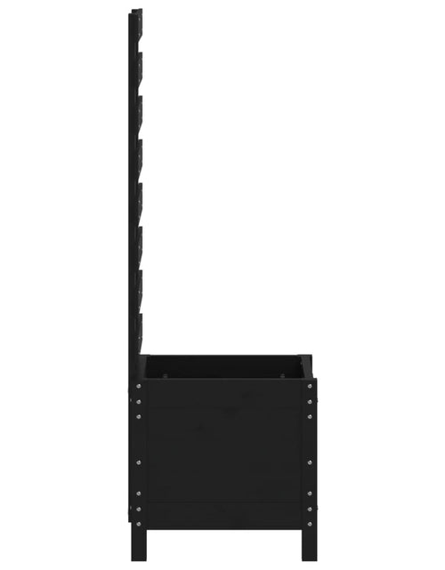 Загрузите изображение в средство просмотра галереи, Jardinieră grădină cu raft negru 39x39,5x114 cm, lemn masiv pin - Lando
