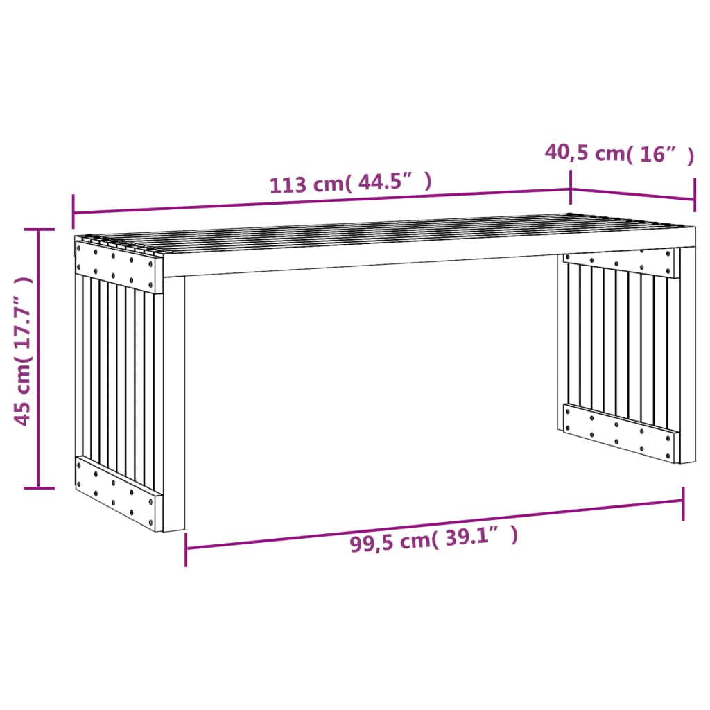 Bancă grădină extensibilă, 212,5x40,5x45 cm, lemn masiv pin - Lando