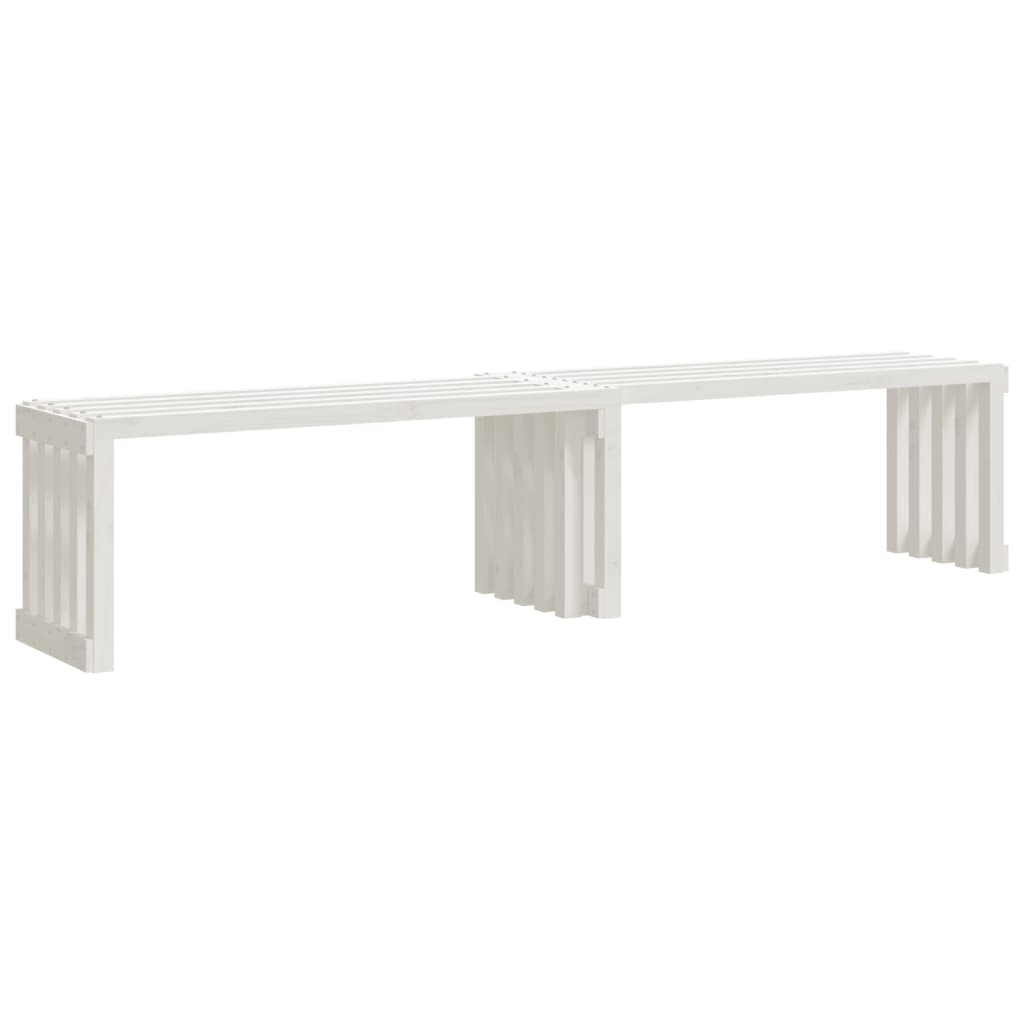 Bancă grădină extensibilă alb, 212,5x40,5x45 cm, lemn masiv pin - Lando