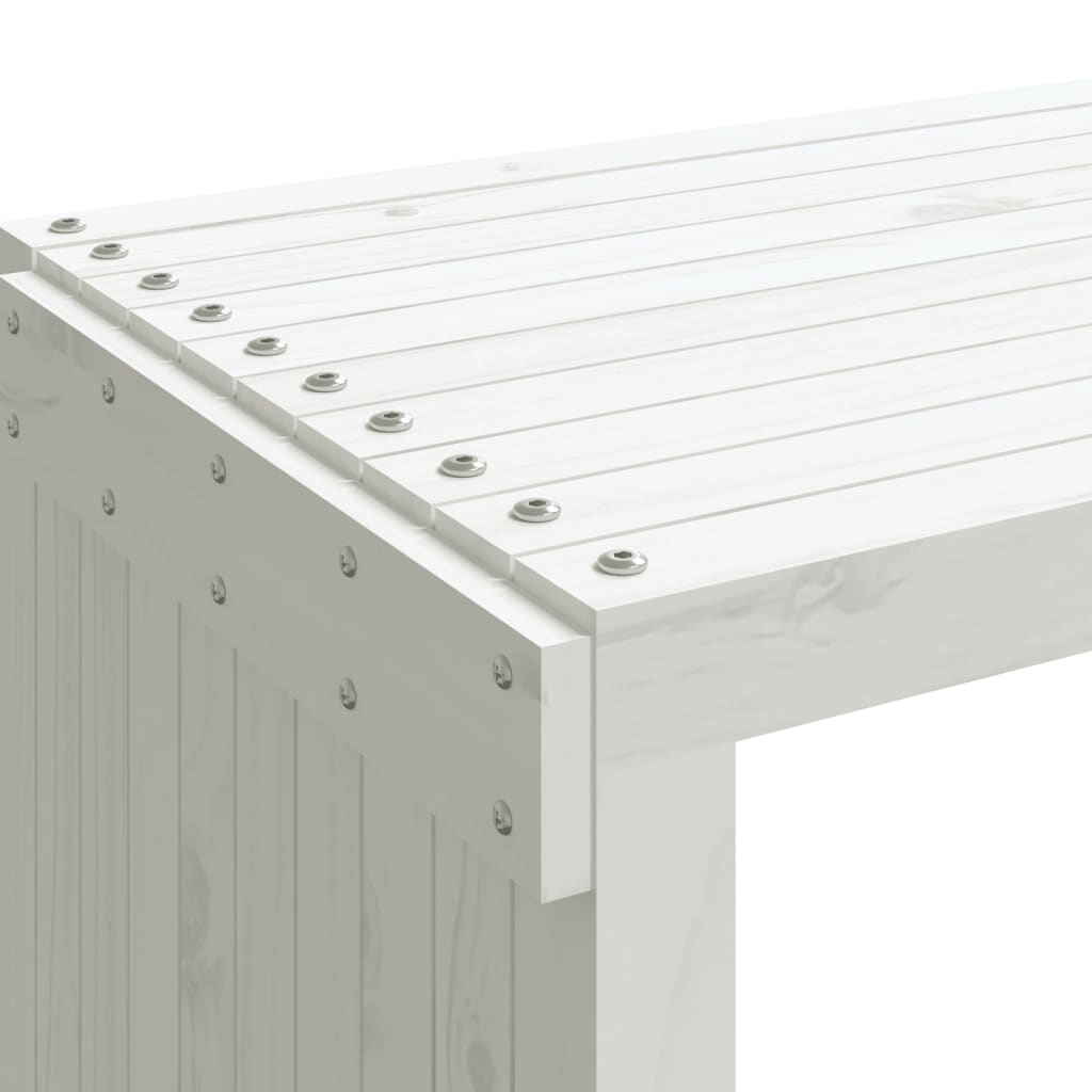 Bancă grădină extensibilă alb, 212,5x40,5x45 cm, lemn masiv pin - Lando