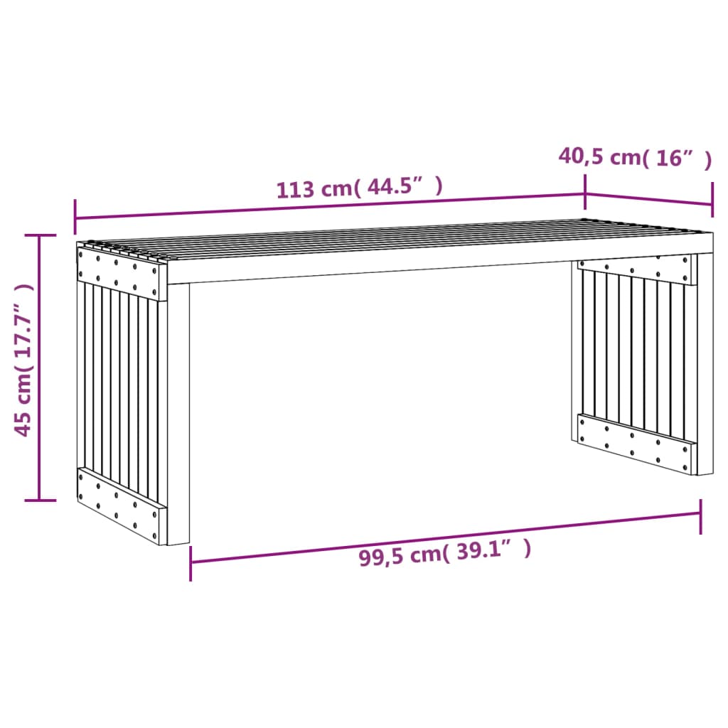 Bancă grădină extensibilă alb, 212,5x40,5x45 cm, lemn masiv pin - Lando