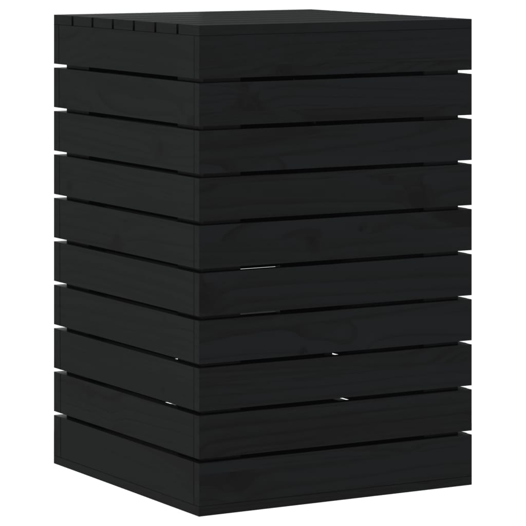 Coș de rufe, negru, 44x44x66 cm, lemn masiv de pin - Lando