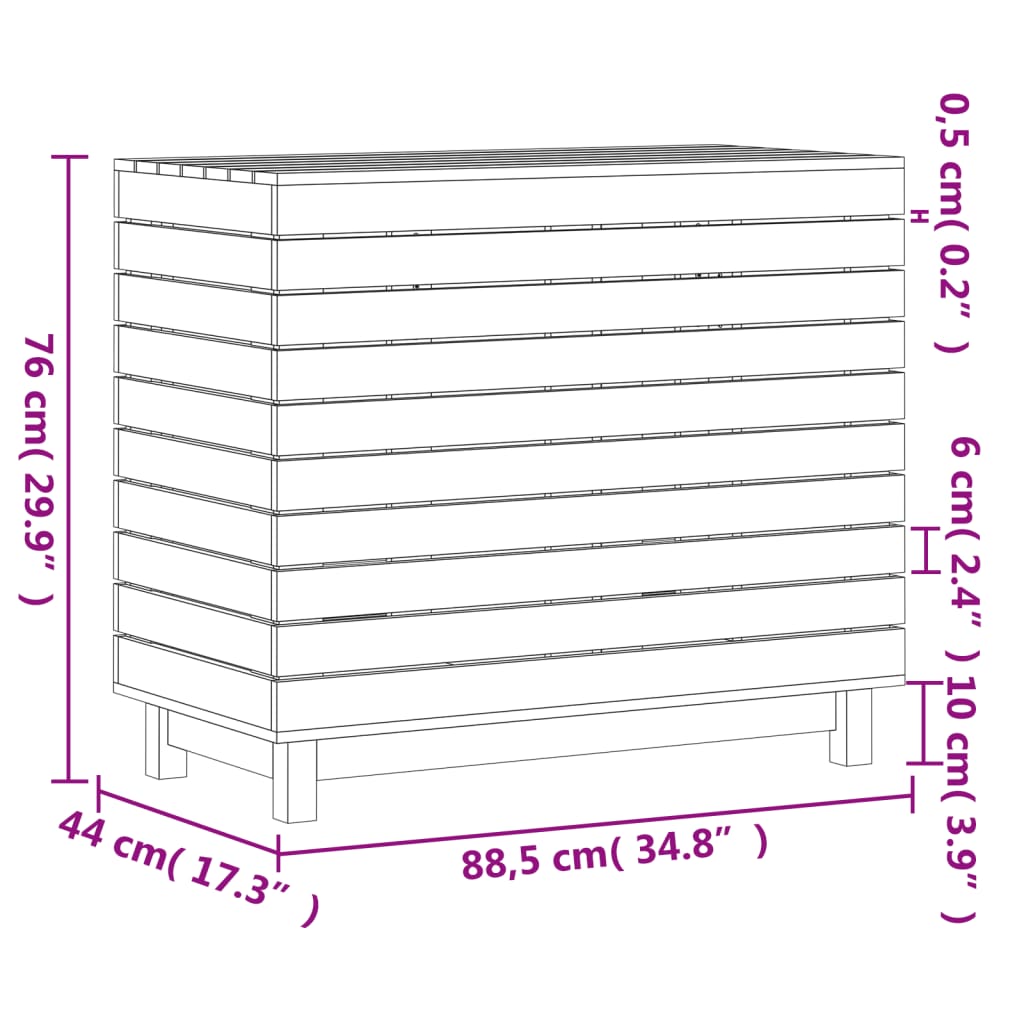 Coș de rufe, 88,5x44x76 cm, lemn masiv de pin - Lando