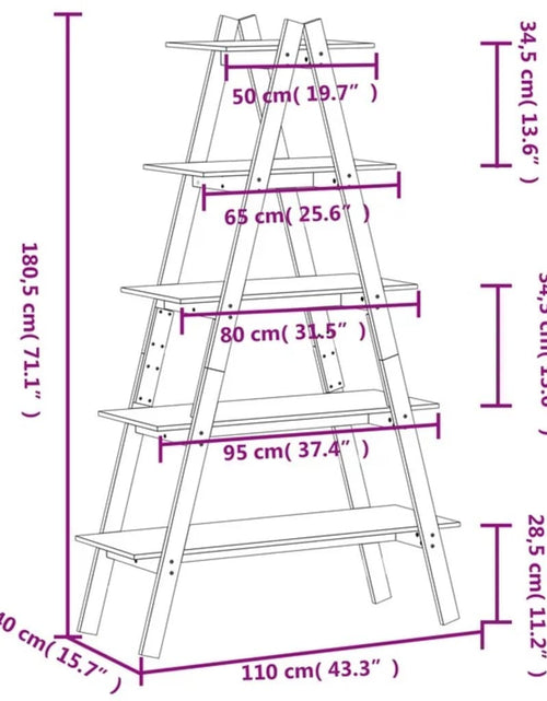 Încărcați imaginea în vizualizatorul Galerie, Raft cu 5 niveluri în formă de A 110x40x180,5 cm lemn masiv pin Lando - Lando
