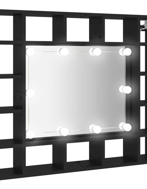 Загрузите изображение в средство просмотра галереи, Dulap cu oglindă cu LED, negru, 91x15x76,5 cm - Lando
