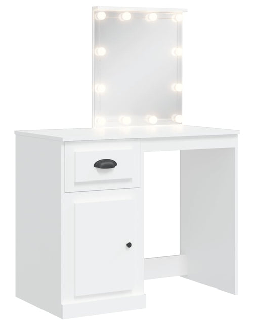 Загрузите изображение в средство просмотра галереи, Masă de toaletă cu LED-uri, alb, 90x42x132,5 cm - Lando
