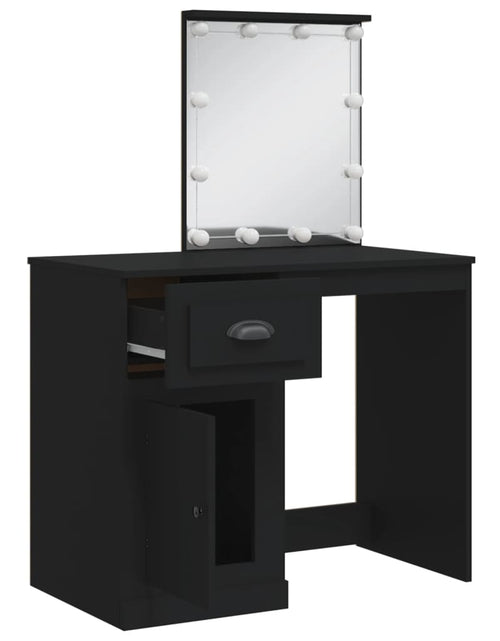 Încărcați imaginea în vizualizatorul Galerie, Masă de toaletă cu LED-uri, negru, 90x42x132,5 cm - Lando
