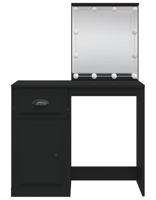 Загрузите изображение в средство просмотра галереи, Masă de toaletă cu LED-uri, negru, 90x42x132,5 cm - Lando
