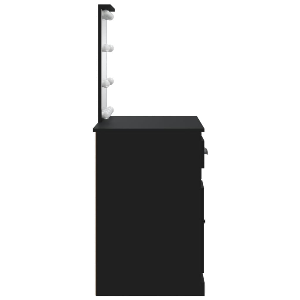 Masă de toaletă cu LED-uri, negru, 90x42x132,5 cm - Lando