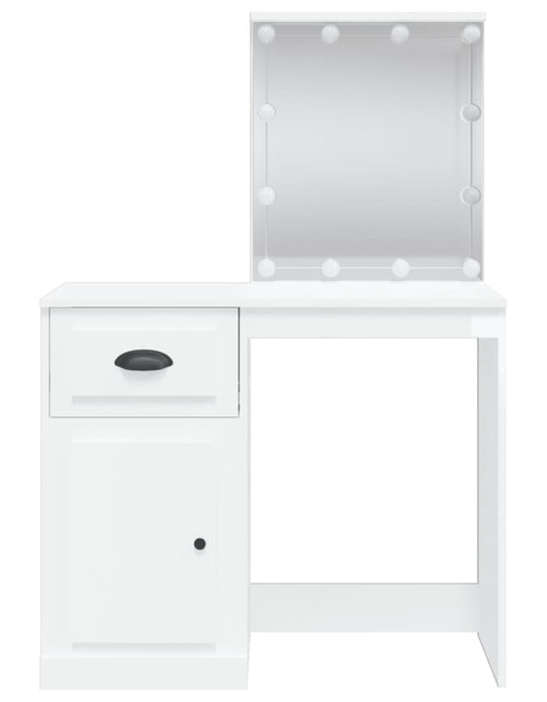 Încărcați imaginea în vizualizatorul Galerie, Masă de toaletă cu LED-uri, alb extralucios, 90x42x132,5 cm - Lando
