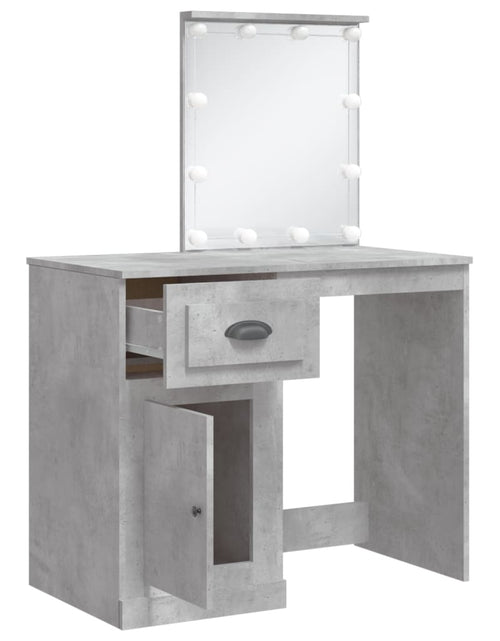 Încărcați imaginea în vizualizatorul Galerie, Masă de toaletă cu LED-uri, gri beton, 90x42x132,5 cm - Lando
