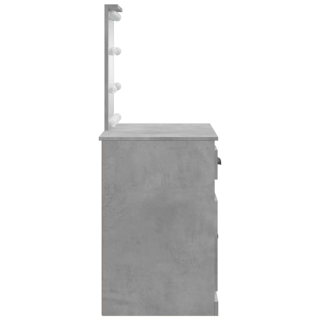Masă de toaletă cu LED-uri, gri beton, 90x42x132,5 cm - Lando