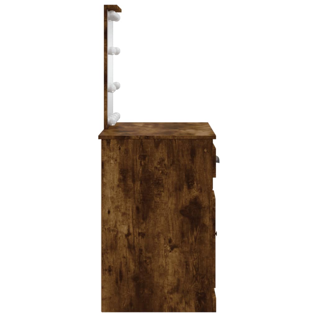 Masă de toaletă cu LED-uri, stejar fumuriu, 90x42x132,5 cm - Lando