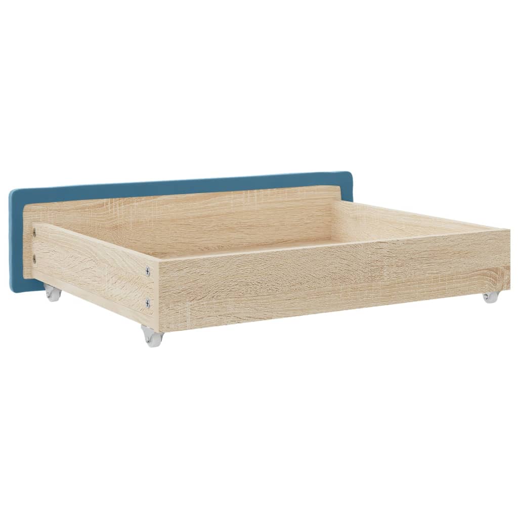 Sertare de pat 2 buc, albastru, lemn prelucrat și catifea - Lando