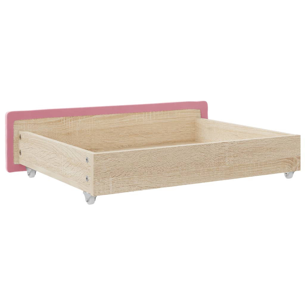 Sertare de pat 2 buc, roz, lemn prelucrat și catifea - Lando