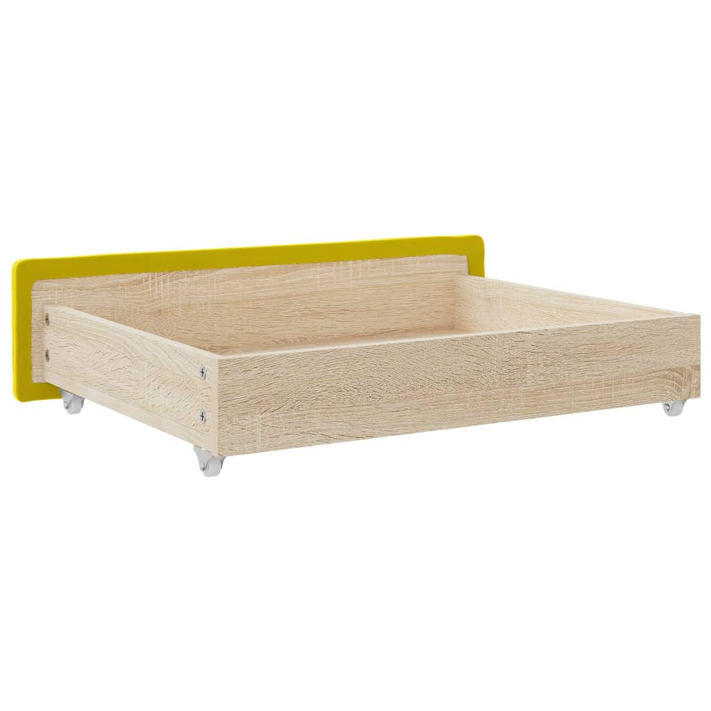 Sertare de pat 2 buc, galben, lemn prelucrat și catifea - Lando