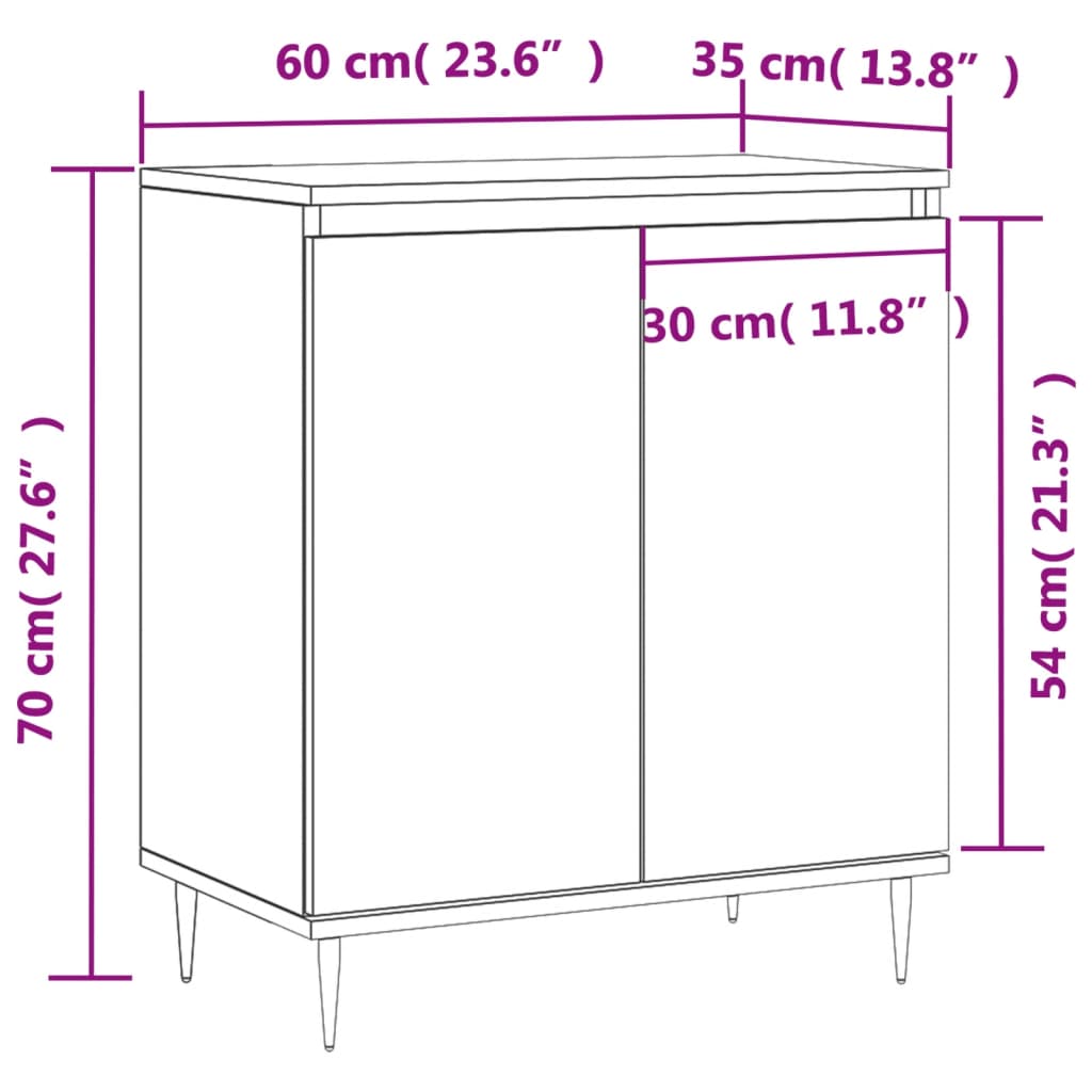 Servantă, gri beton, 60x35x70 cm, lemn prelucrat Lando - Lando