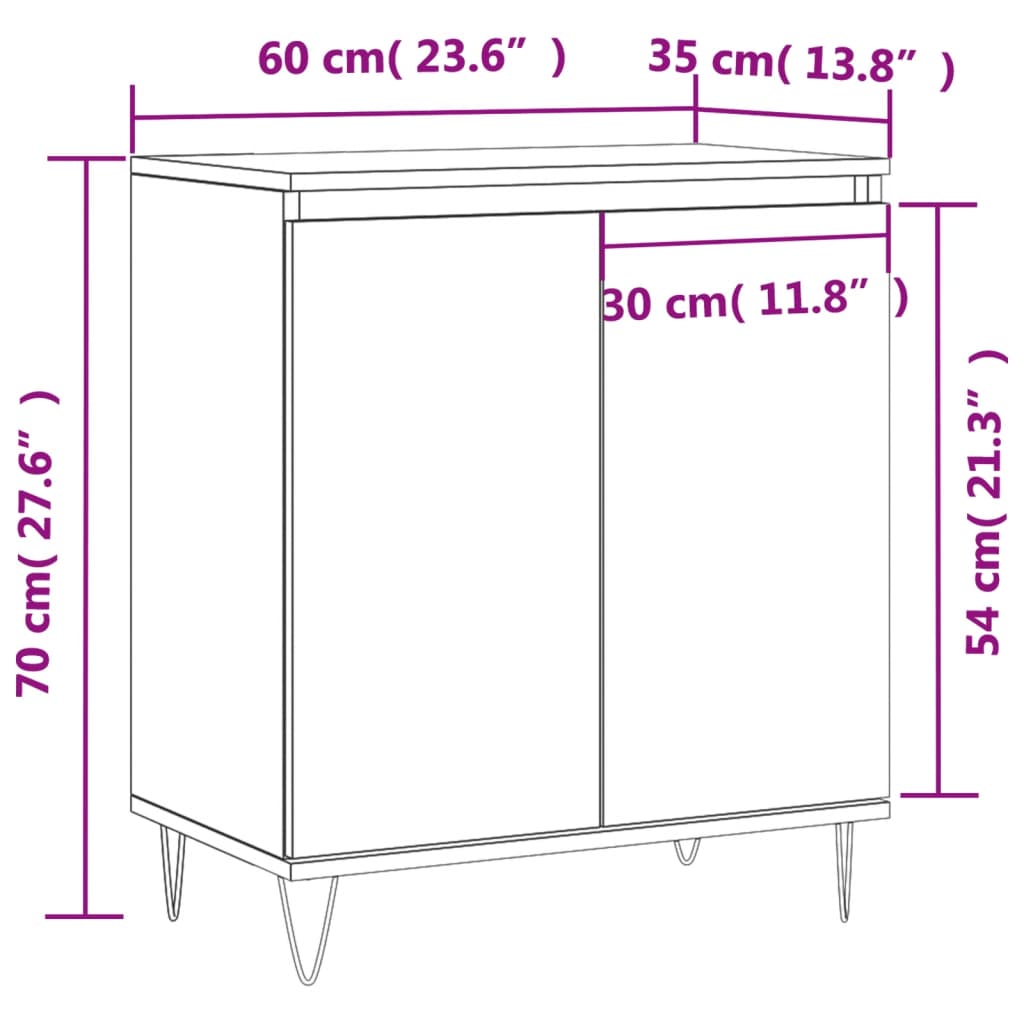 Servantă, alb, 60x35x70 cm, lemn prelucrat Lando - Lando