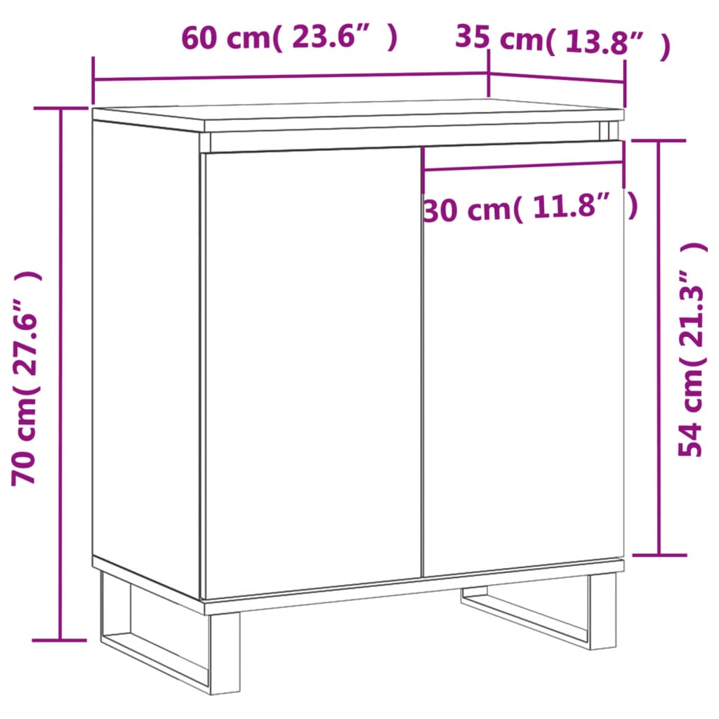 Servantă, gri beton, 60x35x70 cm, lemn prelucrat Lando - Lando