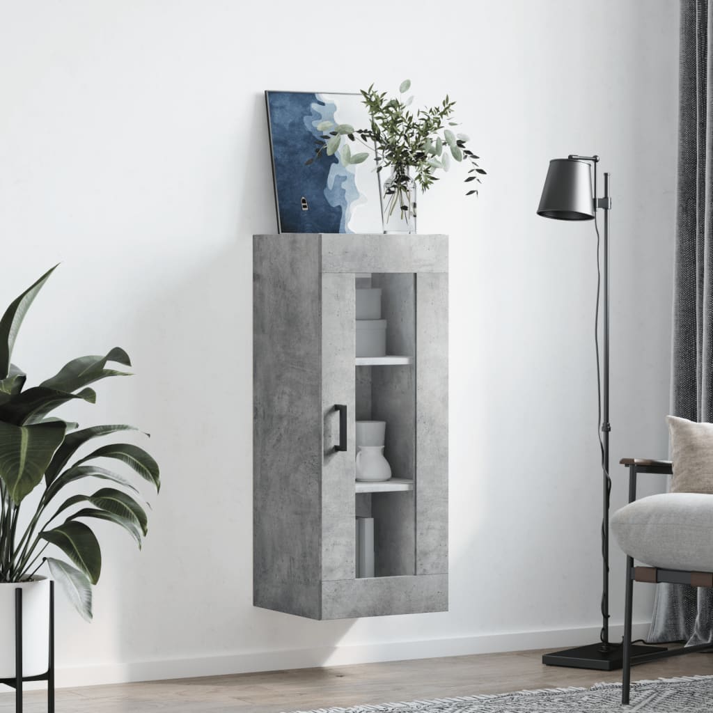 Dulap montat pe perete, gri beton, 34,5x34x90 cm Lando - Lando