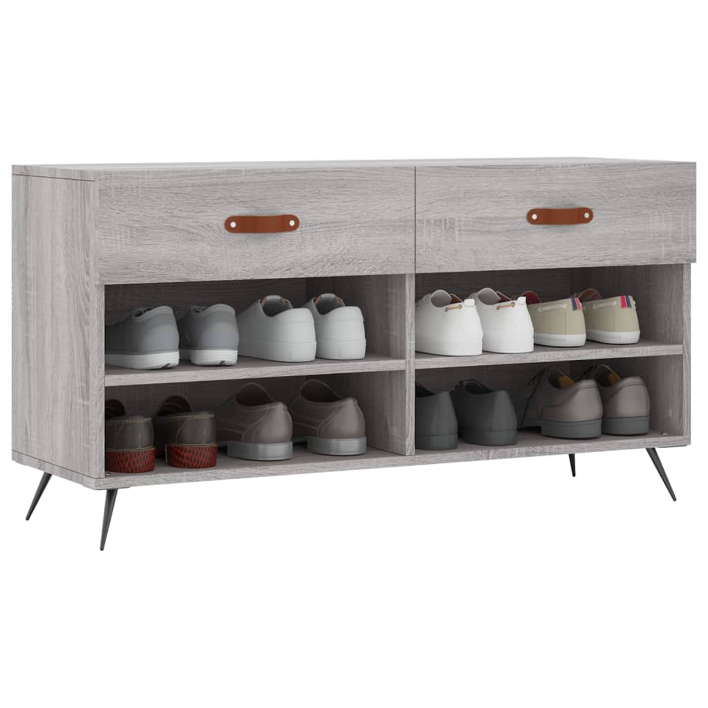 Bancă de pantofi, gri sonoma, 102x35x55 cm, lemn prelucrat - Lando