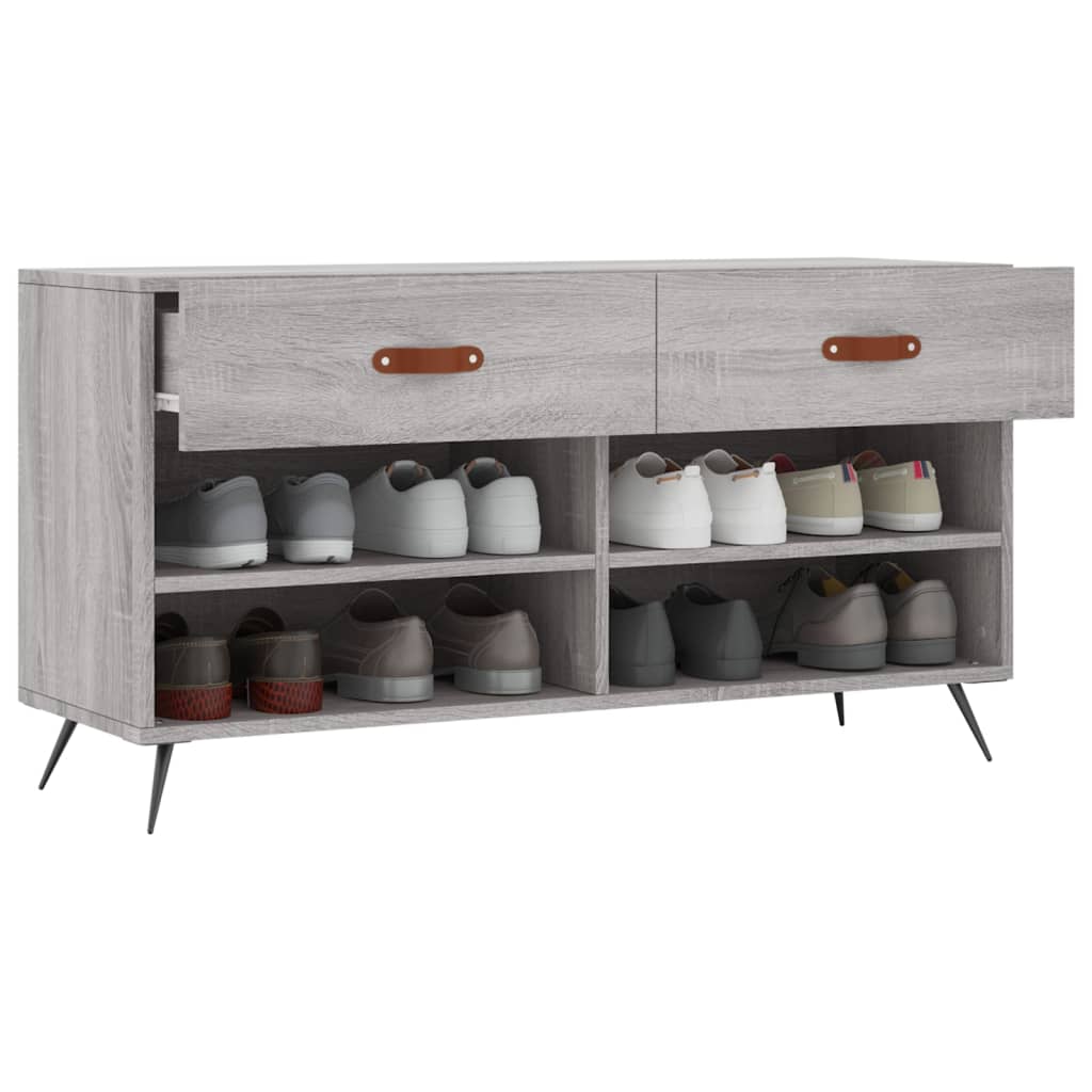 Bancă de pantofi, gri sonoma, 102x35x55 cm, lemn prelucrat - Lando