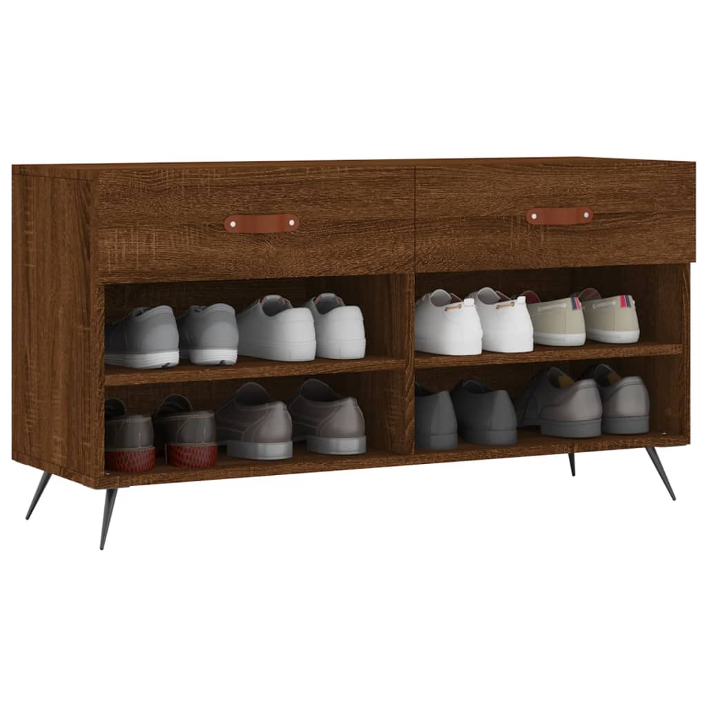 Bancă de pantofi, stejar maro, 102x35x55 cm, lemn prelucrat Lando - Lando