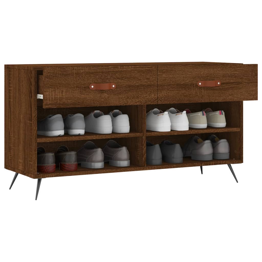 Bancă de pantofi, stejar maro, 102x35x55 cm, lemn prelucrat Lando - Lando