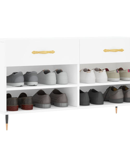 Încărcați imaginea în vizualizatorul Galerie, Bancă de pantofi, alb, 102x35x55 cm, lemn prelucrat Lando - Lando
