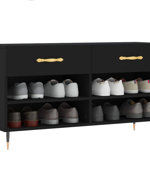 Încărcați imaginea în vizualizatorul Galerie, Bancă de pantofi, negru, 102x35x55 cm, lemn prelucrat - Lando
