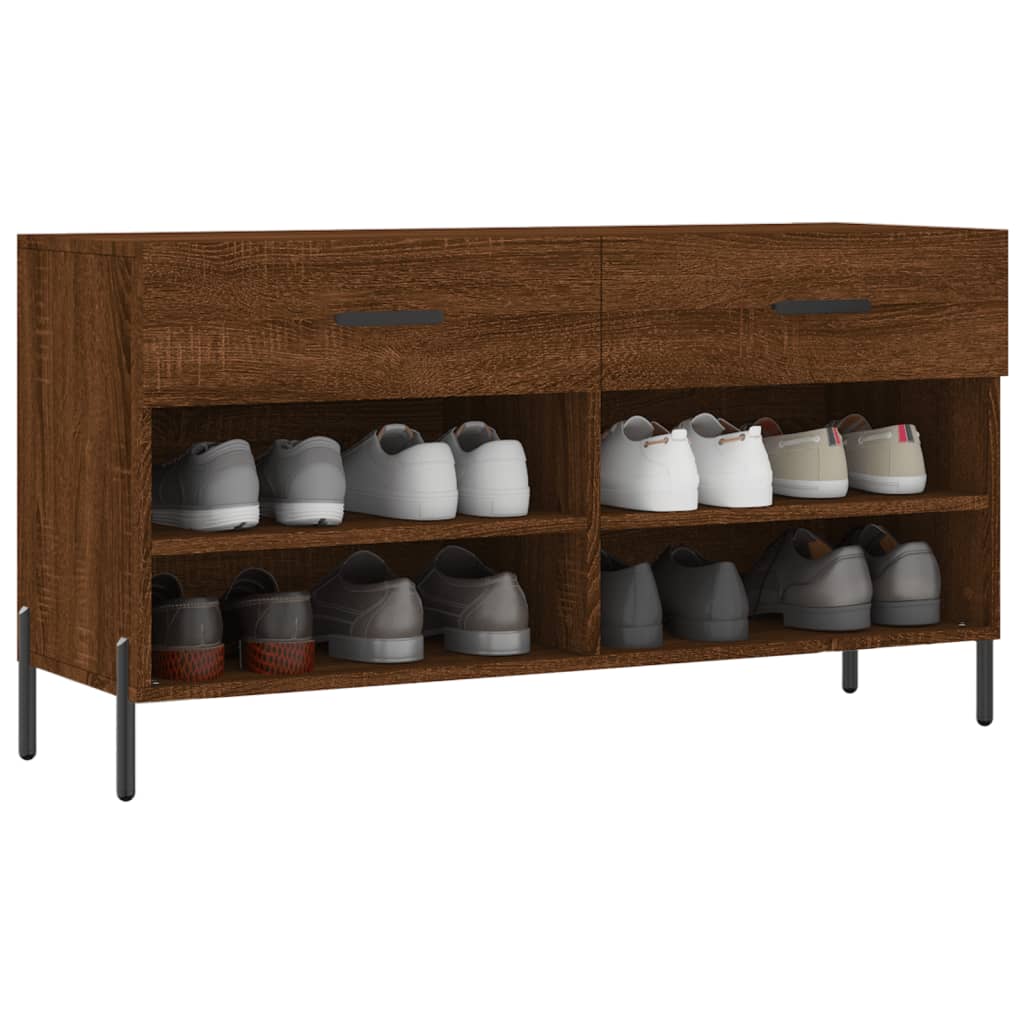 Bancă de pantofi, stejar maro, 102x35x55 cm, lemn prelucrat Lando - Lando
