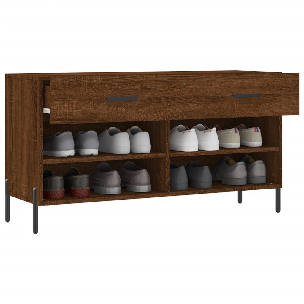 Bancă de pantofi, stejar maro, 102x35x55 cm, lemn prelucrat Lando - Lando