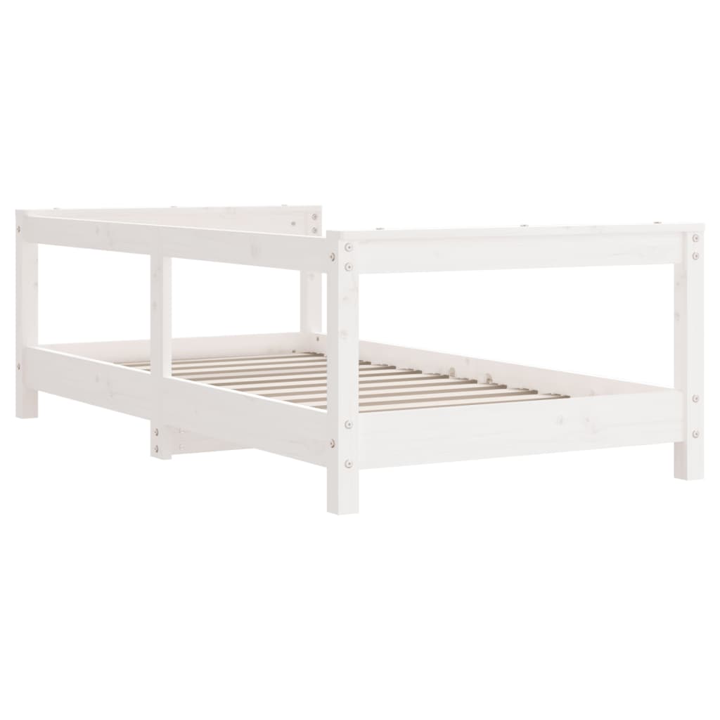 Cadru de pat pentru copii, alb, 70x140 cm, lemn masiv de pin - Lando