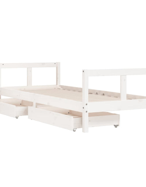 Încărcați imaginea în vizualizatorul Galerie, Cadru pat copii cu sertare, alb, 80x200 cm, lemn masiv de pin - Lando
