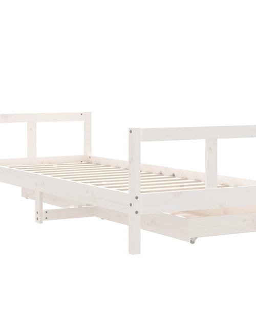 Încărcați imaginea în vizualizatorul Galerie, Cadru pat copii cu sertare, alb, 80x200 cm, lemn masiv de pin - Lando
