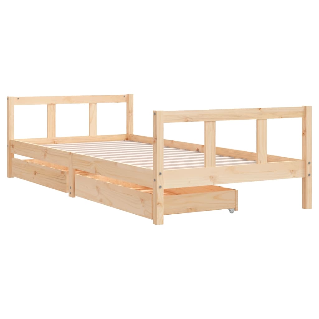 Cadru de pat cu sertare de copii, 90x200 cm, lemn masiv pin - Lando