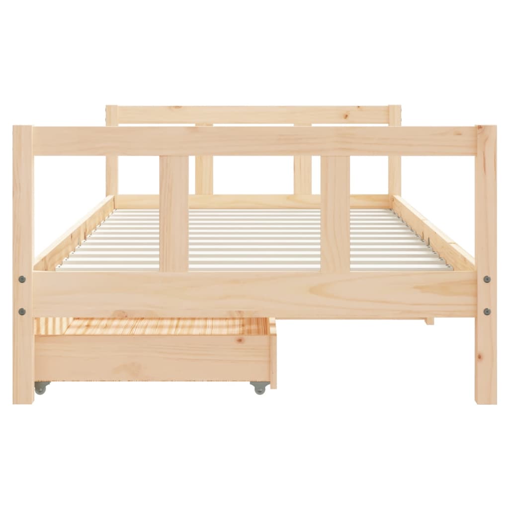 Cadru de pat pentru copii cu sertare, 90x190 cm, lemn masiv pin - Lando