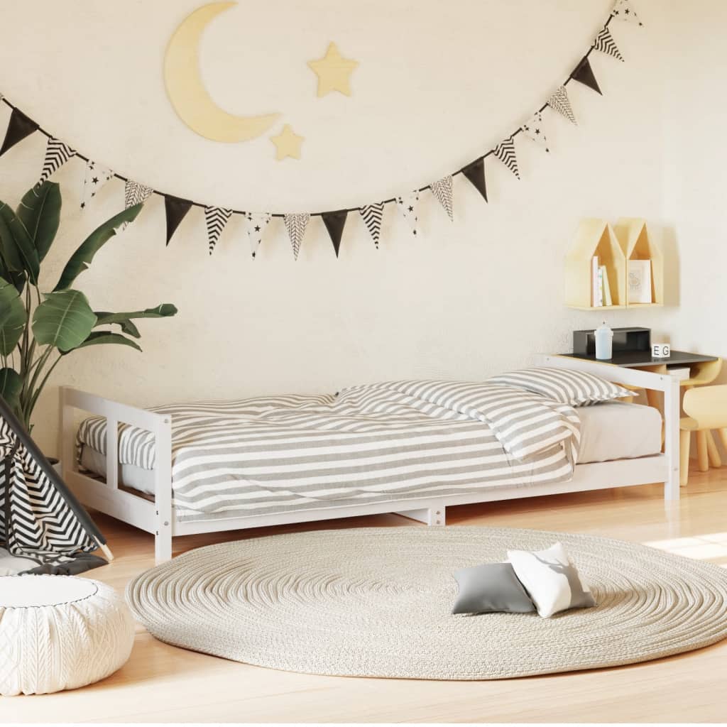 Cadru de pat pentru copii, alb, 80x200 cm, lemn masiv de pin - Lando