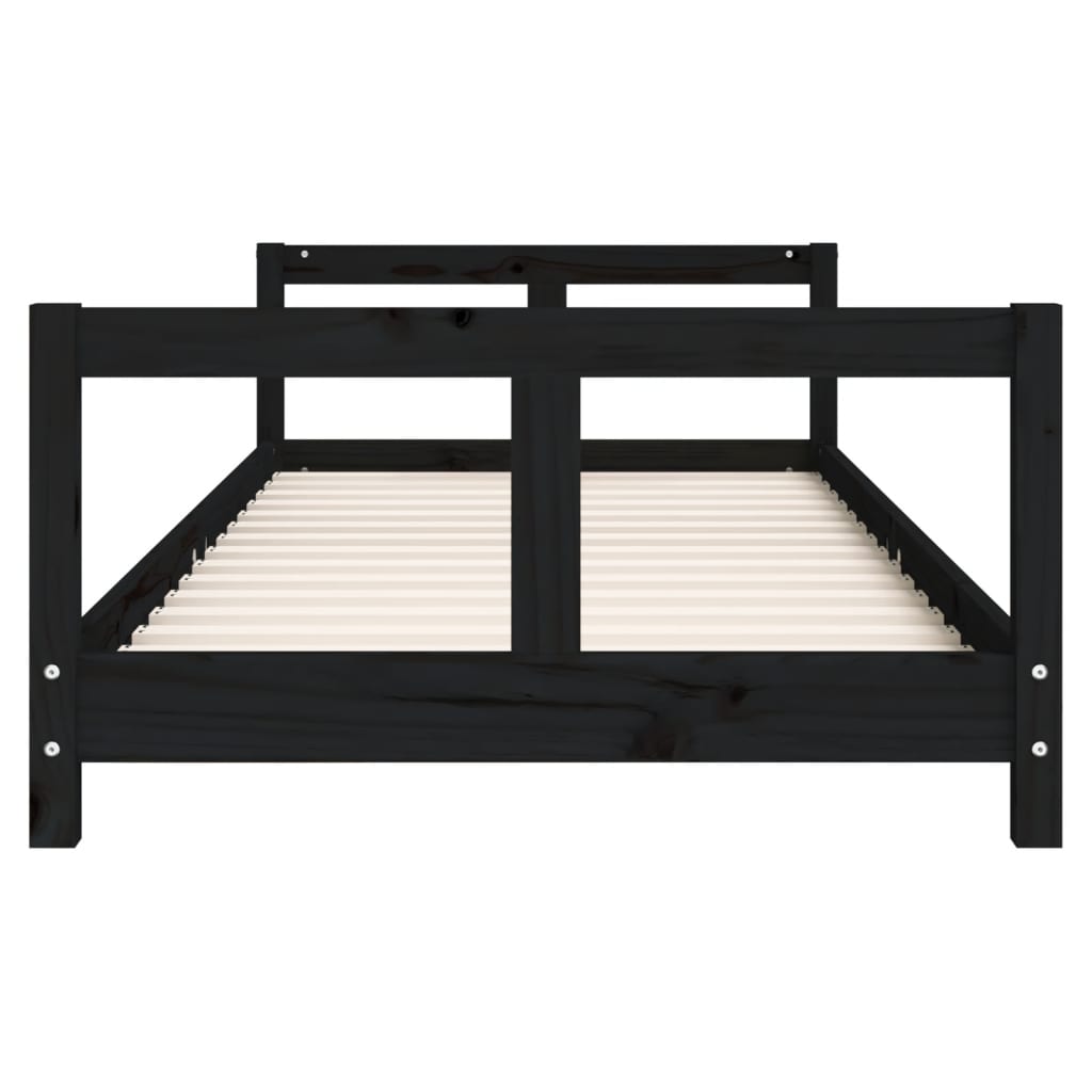 Cadru de pat pentru copii, negru, 80x200 cm, lemn masiv de pin - Lando