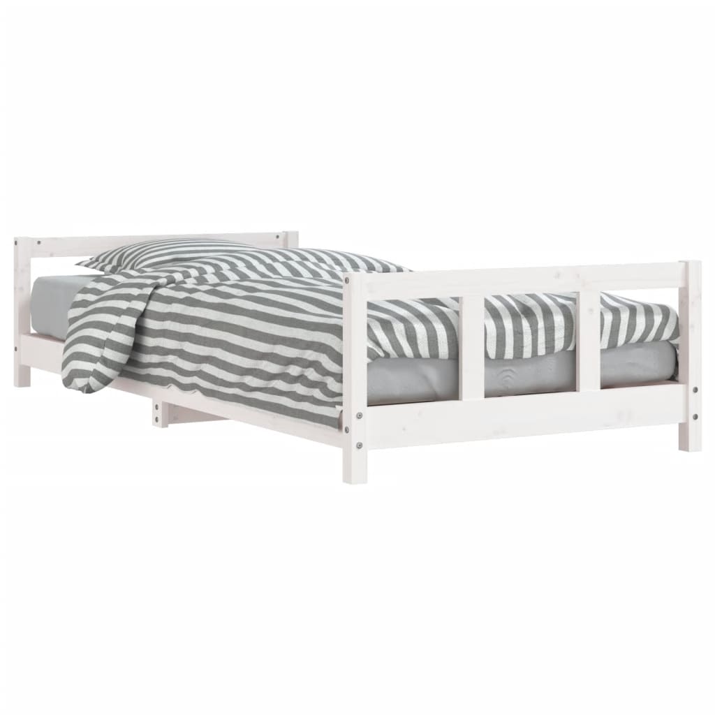 Cadru de pat pentru copii, alb, 90x200 cm, lemn masiv de pin - Lando