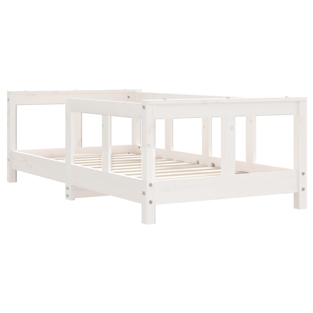 Cadru de pat pentru copii, alb, 70x140 cm, lemn masiv de pin