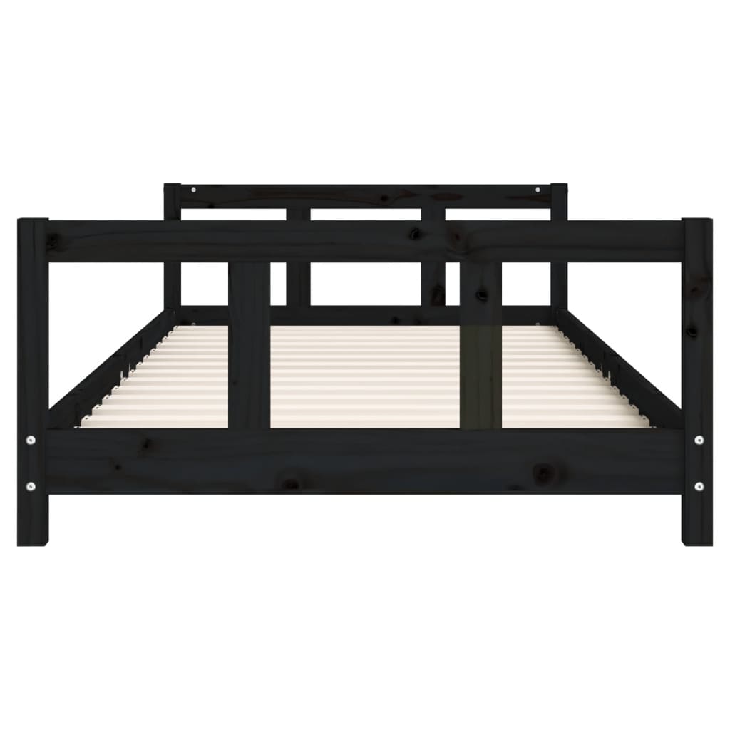 Cadru de pat pentru copii, negru, 90x190 cm, lemn masiv de pin - Lando