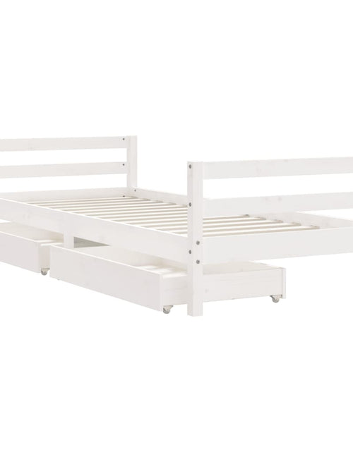 Încărcați imaginea în vizualizatorul Galerie, Cadru de pat cu sertare de copii, alb, 90x200 cm lemn masiv pin - Lando
